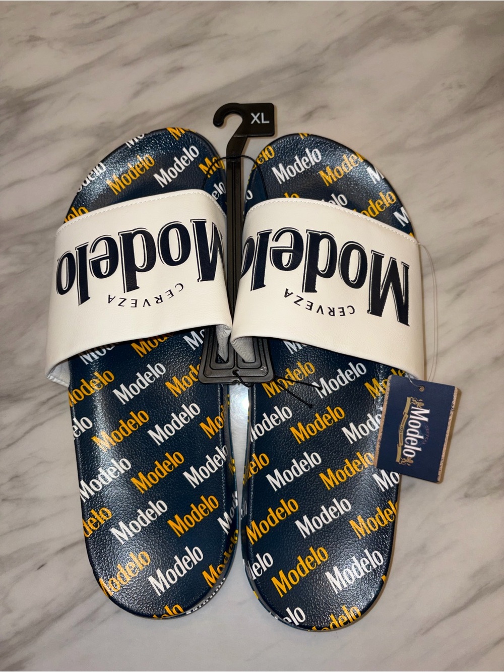 Modelo Especial Beer Slide Sandals Shoes Size XL 13 All Over Print NWT